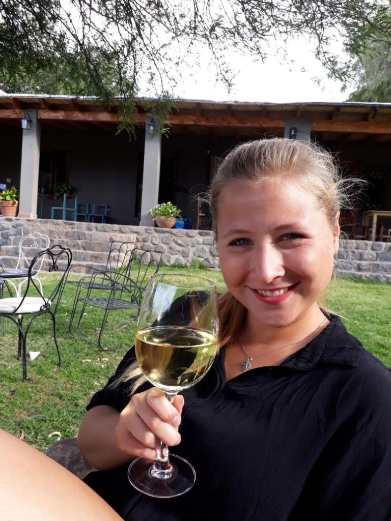 Food tourism manager Laureen Rashofat a wine tasting in Cafayate in Argentina