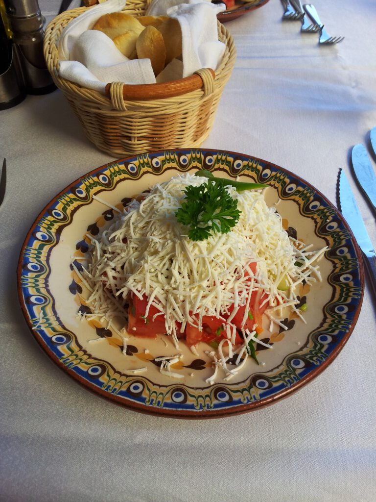 Shopska salad in Obzor in Bulgaria